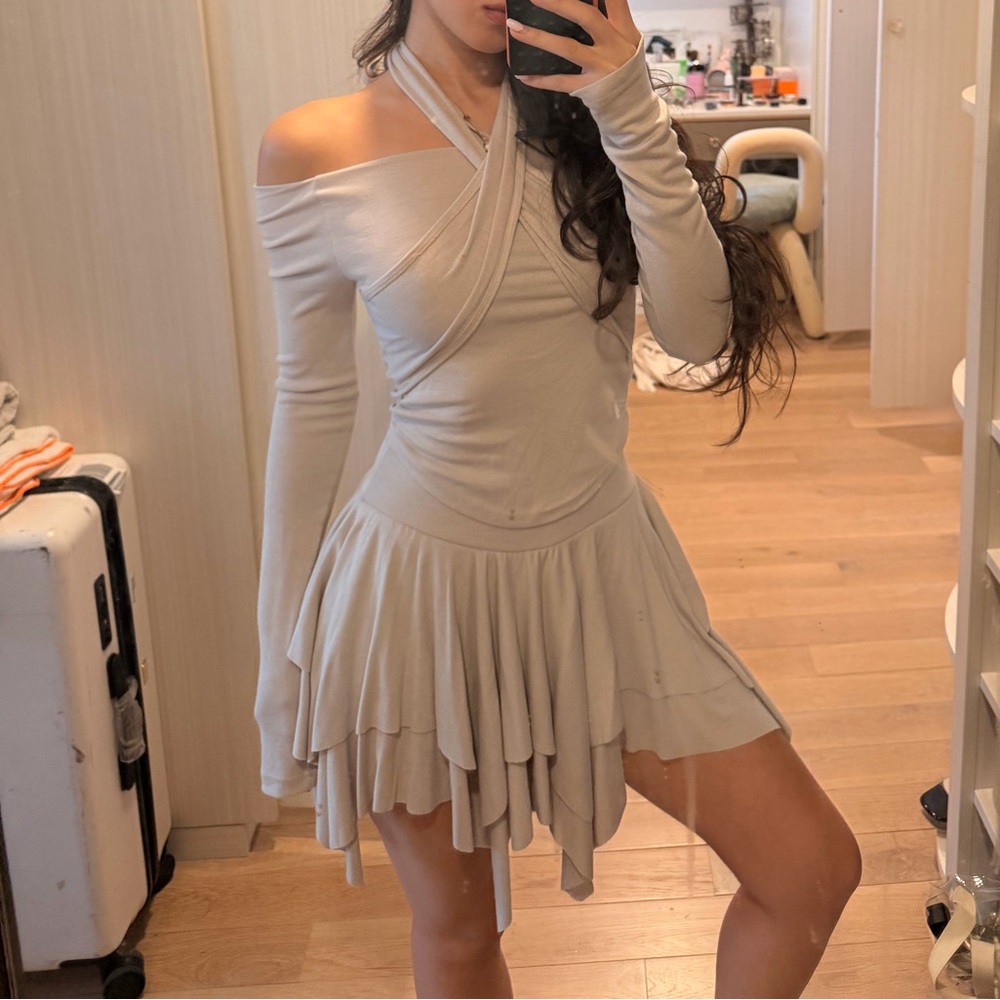 Elegant Off-Shoulder Cream Dress